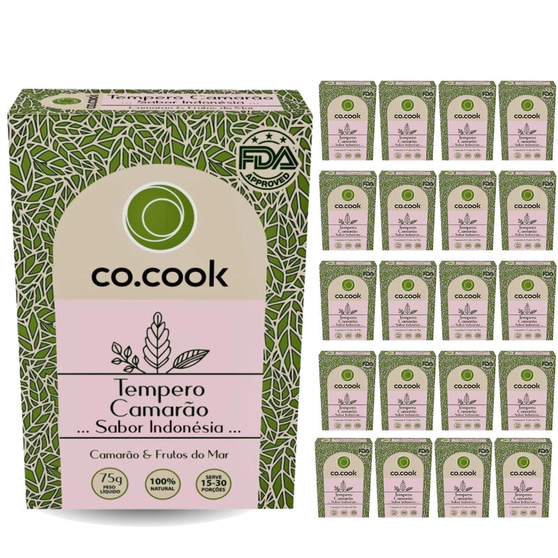 CoCook Caixa 20 Pack Especiaria Natural Tempero Camarão Sabor Indonésia 75g