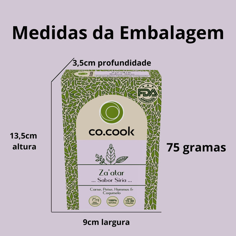 CoCook Caixa 20 Pack Especiaria 100% Natural Tempero Zaátar Sabor Síria 75g