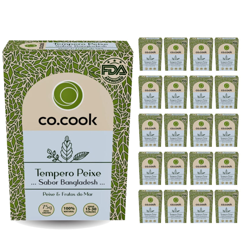 CoCook Caixa 20 Pack Especiaria Natural Tempero Peixe Sabor Bangladesh 75g