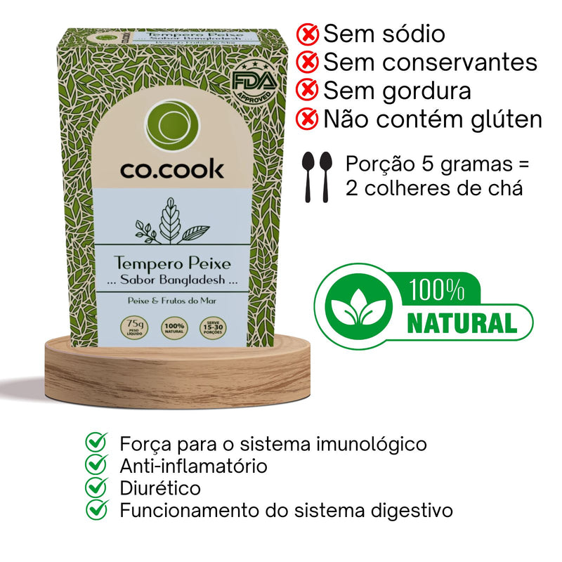 CoCook Caixa 20 Pack Especiaria Natural Tempero Peixe Sabor Bangladesh 75g