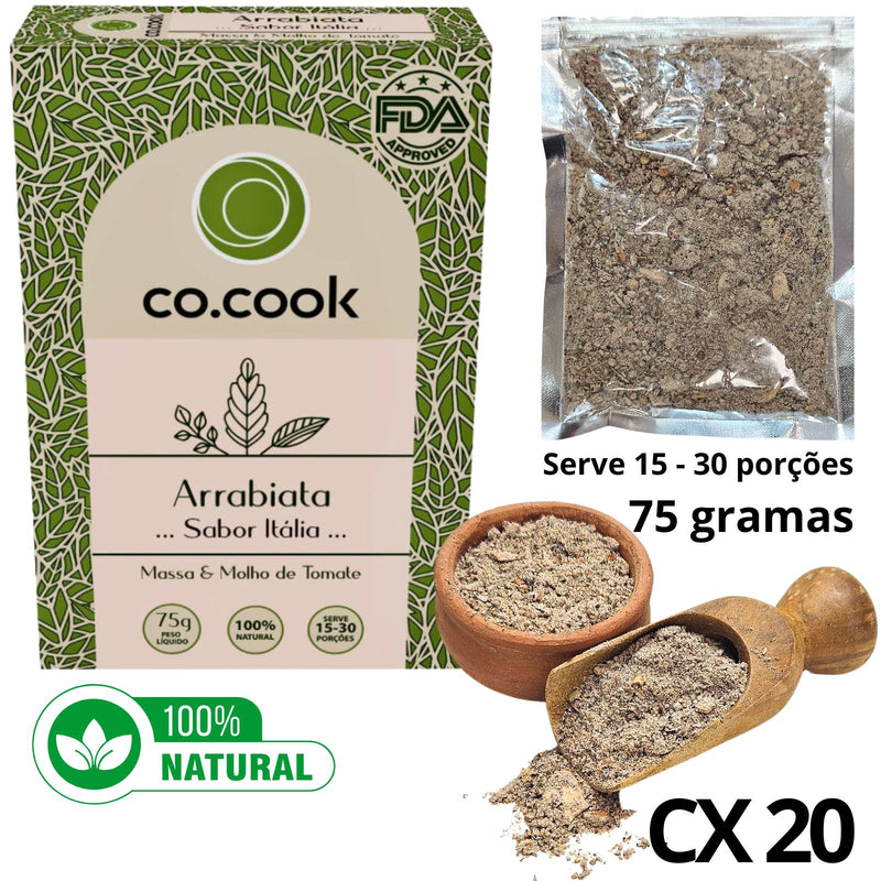 CoCook Caixa 20 Pack Especiaria Natural Tempero Arrabiata Sabor Itália 75g