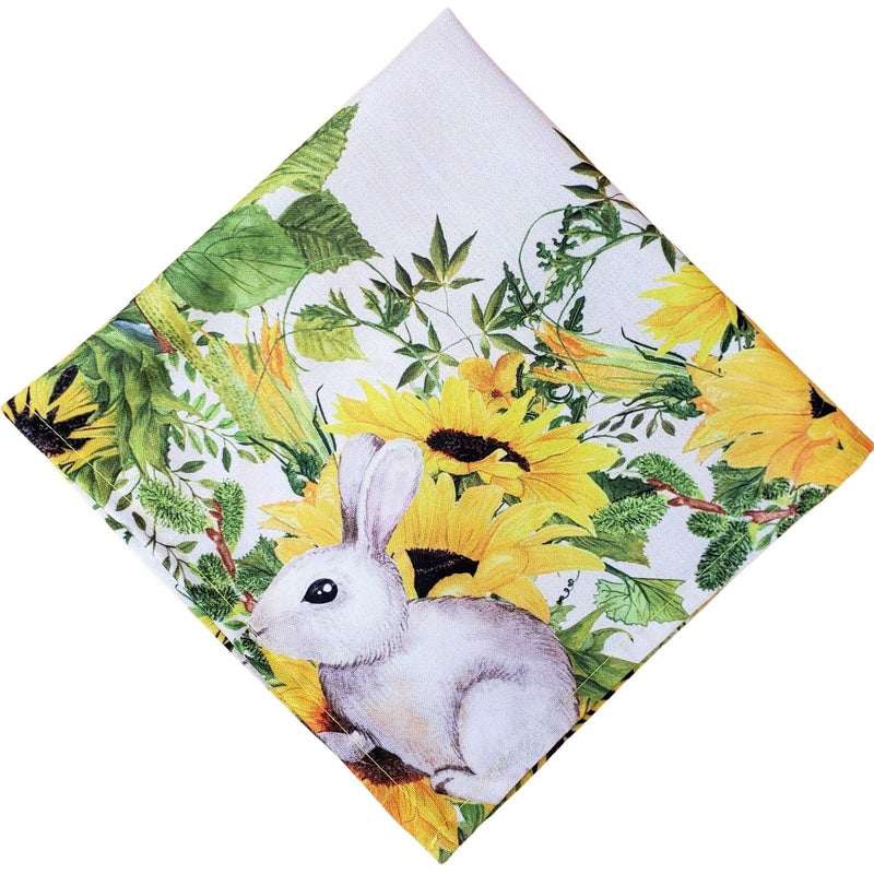 Kit 4 Guardanapos de Tecido  Coelho da Páscoa Girassol 40cmx40cm