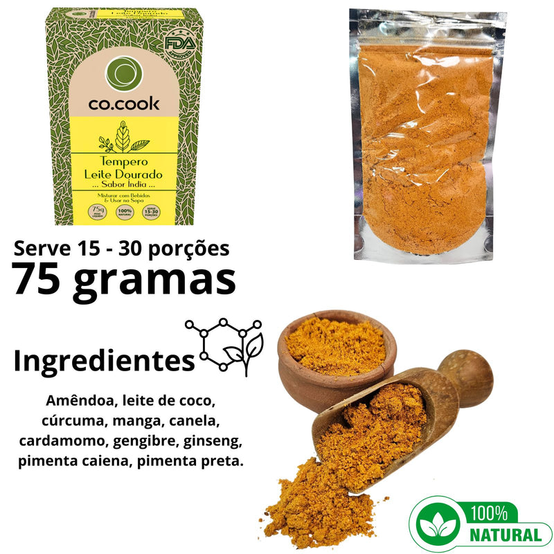 CoCook Caixa 20 Pack  100% Natural  Leite Dourado Sabor Índia 75g
