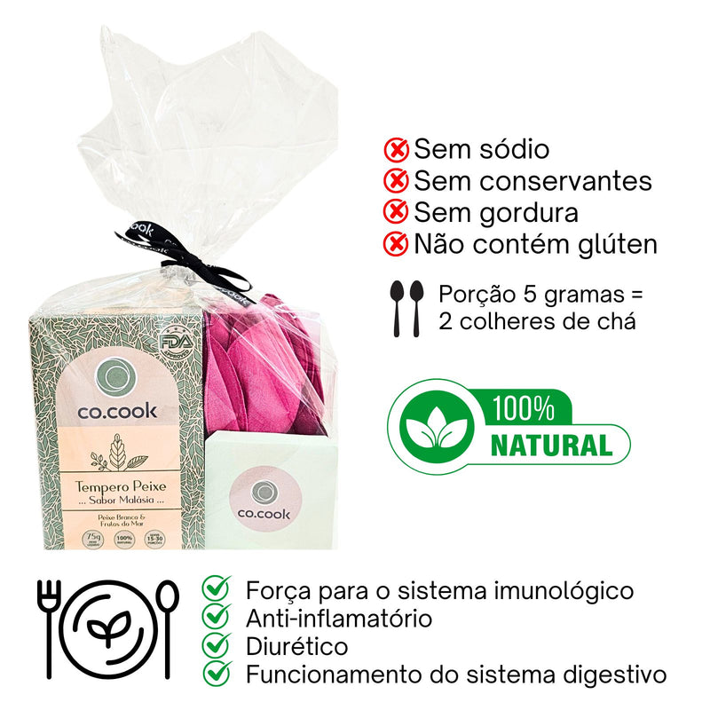 CoCook Kit Trio Presente Páscoa Tempero Frango Peixe Porta Guardanapo 4 em 1