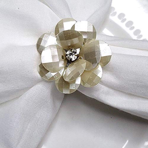 Maison Charlo | Set of 4 Delicate Pearl Flower Napkin Rings | Perfect for Easter, Mother's Day, Christmas, New Year, Weddings, Banquets, Birthdays