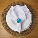 Kit 4 Porta Guardanapo Flor Delicada Azul Turquesa da Charlô