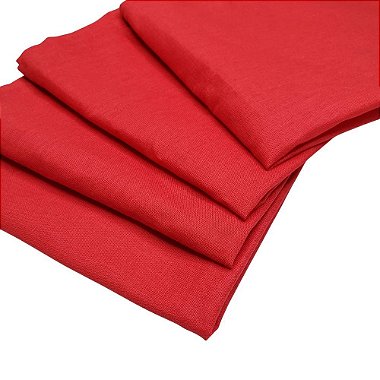 Kit 4 Guardanapos de Tecido Algodão Vermelho 39cmx39cm