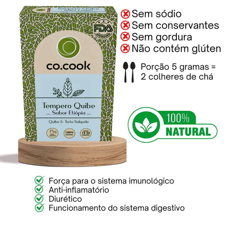 CoCook Caixa 20 Pack Especiaria Natural Tempero Quibe Sabor Etiópia 75g