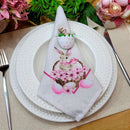Kit 4 Guardanapo de Tecido Oxford Cesta Coelho da Páscoa Rosa 40cmx40cm