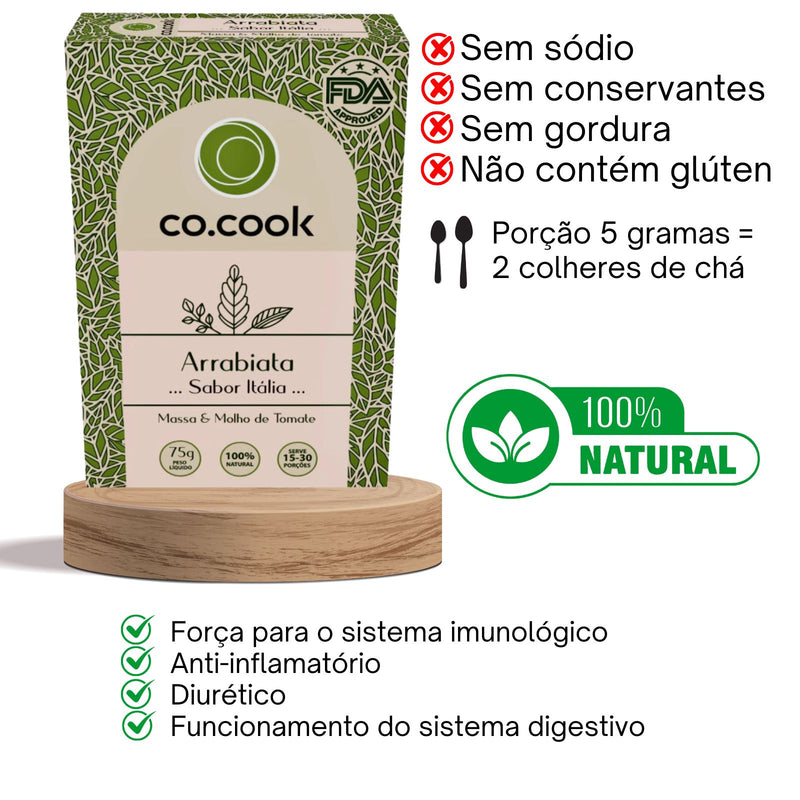 CoCook Caixa 20 Pack Especiaria Natural Tempero Arrabiata Sabor Itália 75g