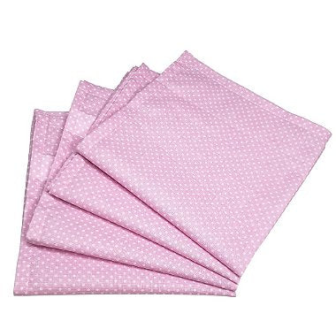 Kit 4 Guardanapos de Tecido Algodão Poá Rosa 39cmx39cm