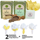 CoCook Kit Trio Presente Páscoa Tempero Frango Peixe Porta Guardanapo 4 em 1