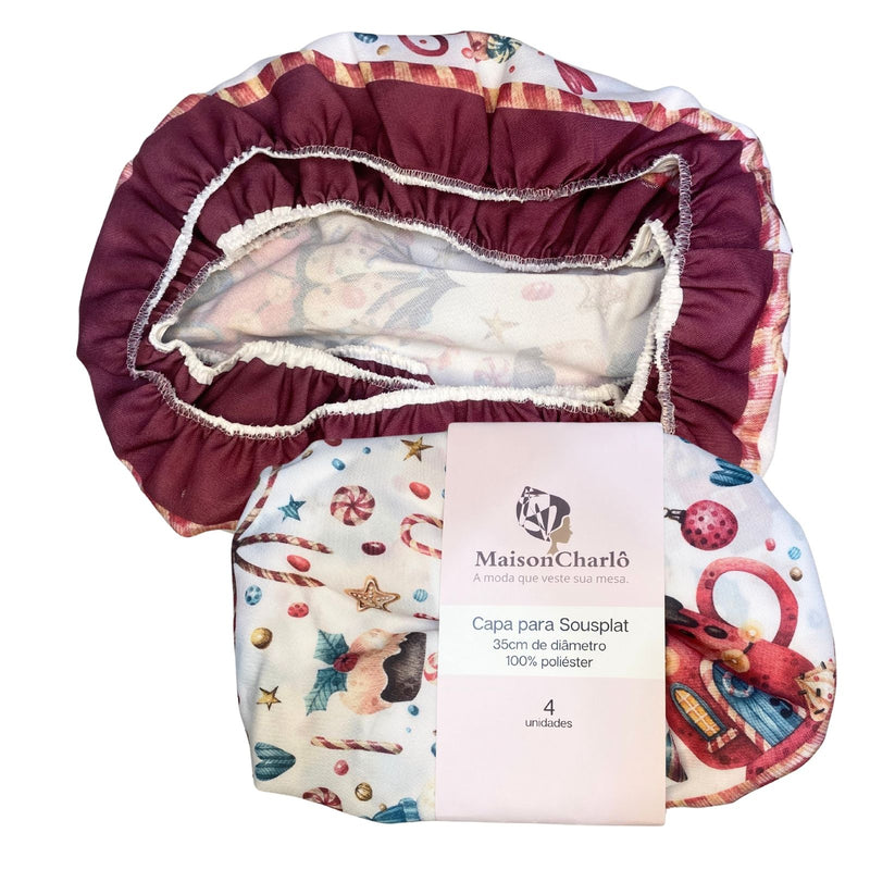 Kit 4 Capas para Sousplat Doçuras de Natal 35cmx35cm