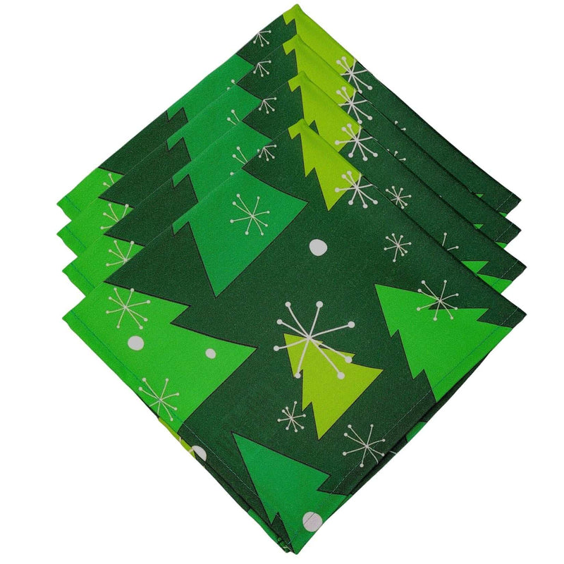 Kit 4 Guardanapos de Tecido Árvore de Natal Verde 40cmx40cm