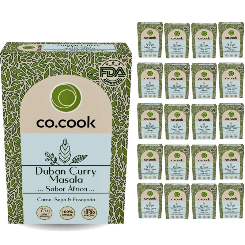 CoCook Caixa 20 Pack Especiaria Natural Tempero Duban Curry Masala 75g