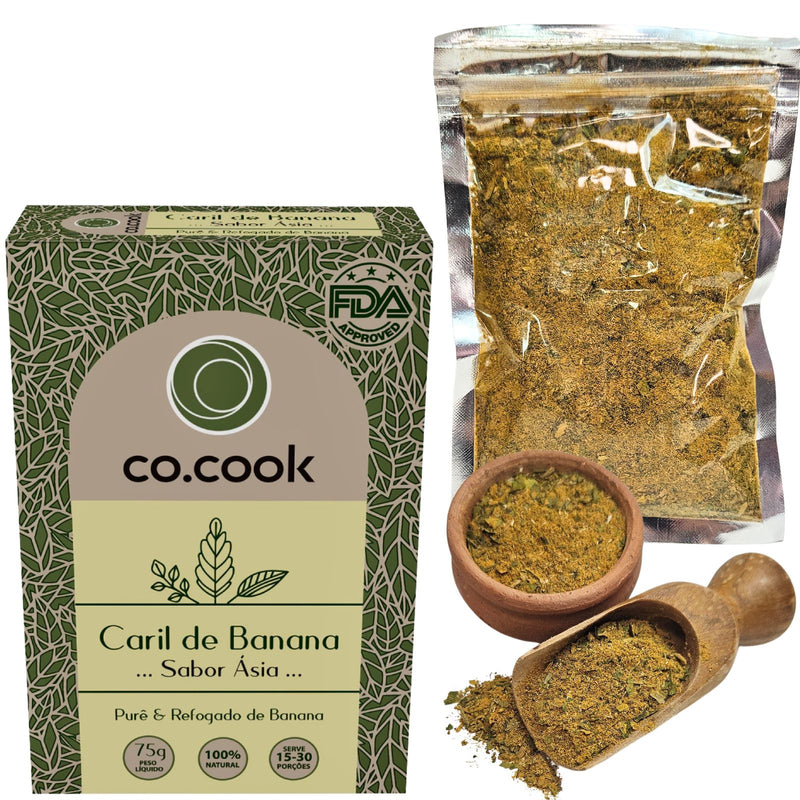 Tempero Funcional 100% Natural CoCook Caril de Banana Sabor Ásia 75g