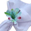 Kit 6 Porta Guardanapo Botão Astromelia Azul Turquesa