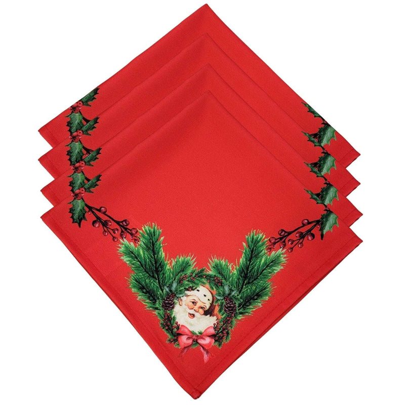 Kit 4 Guardanapos de Tecido Natal Papai Noel Vermelho 40cmx40cm