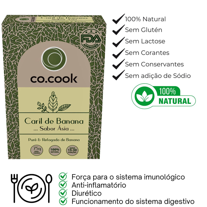 Tempero Funcional 100% Natural CoCook Caril de Banana Sabor Ásia 75g
