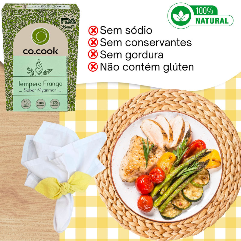 CoCook Kit Trio Presente Páscoa Tempero Frango Peixe Porta Guardanapo 4 em 1