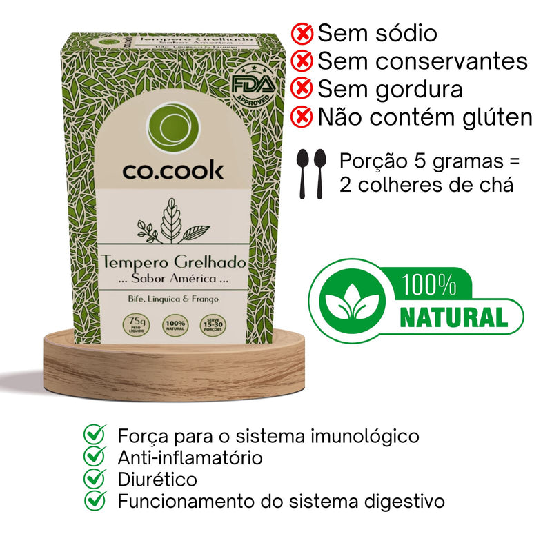 CoCook Caixa 20 Pack Especiaria Natural Tempero Grelhado Sabor America 75g