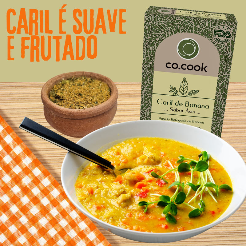 Tempero Funcional 100% Natural CoCook Caril de Banana Sabor Ásia 75g