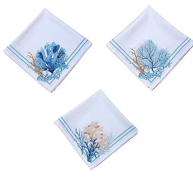 Kit 4 Guardanapo de Tecido Oxford Coral Azul 40cmx40cm