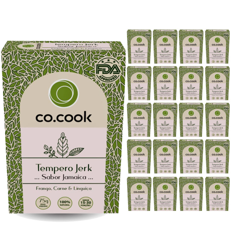 CoCook Caixa 20 Pack Especiaria Natural Tempero Jerk Sabor Jamaica 75g