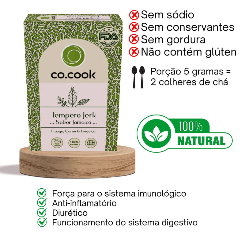 CoCook Caixa 20 Pack Especiaria Natural Tempero Jerk Sabor Jamaica 75g