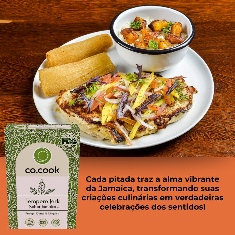 CoCook Caixa 20 Pack Especiaria Natural Tempero Jerk Sabor Jamaica 75g