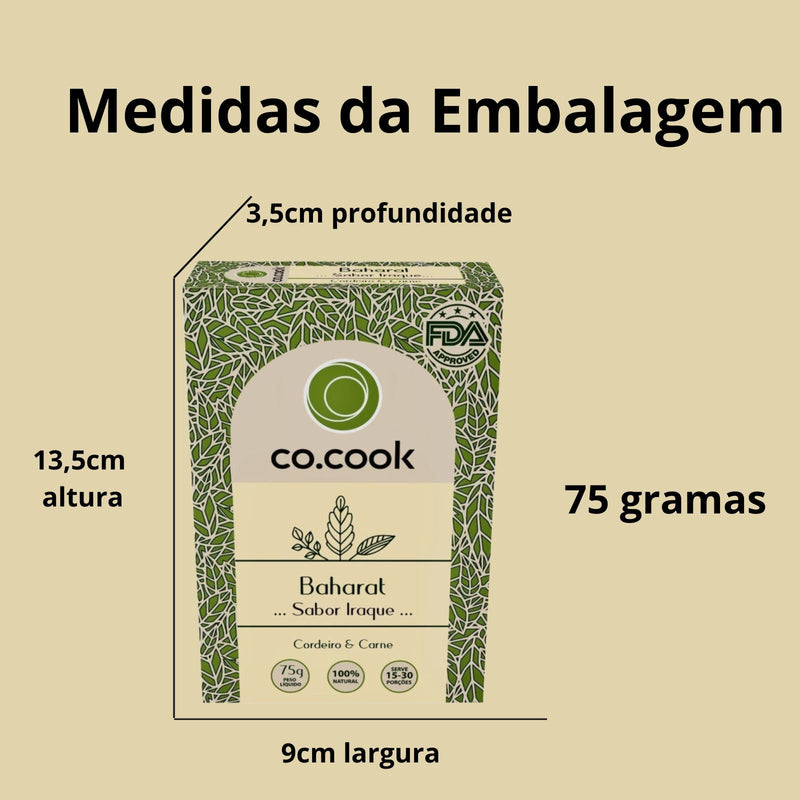 Cx 20 Tempero Funcional 100% Natural CoCook Baharat Sabor Iraque 75g