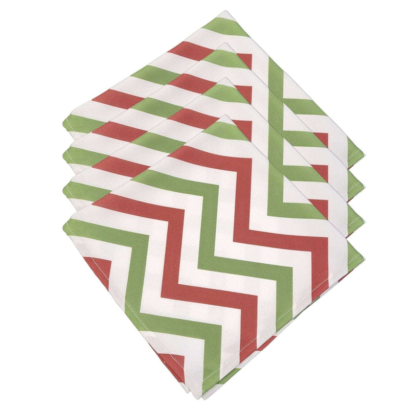 Kit 4 Guardanapos de Tecido Chevron Natal Vermelho Verde 40cmx40cm