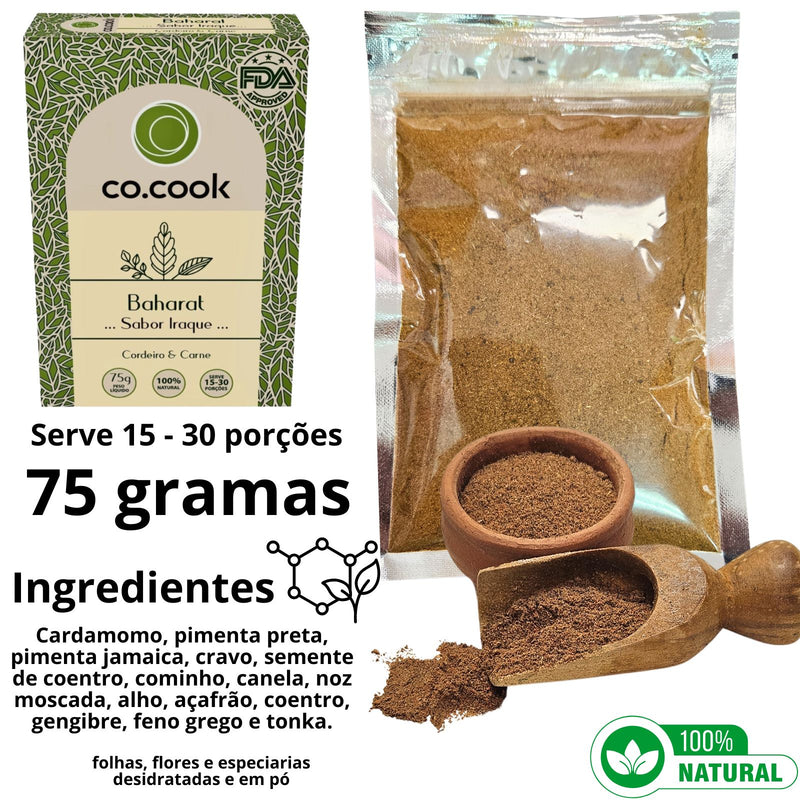 Cx 20 Tempero Funcional 100% Natural CoCook Baharat Sabor Iraque 75g