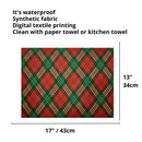 Kit 4 Jogos Americanos Impermeável Xadrez Vermelho Verde Natal 43CMX34CM