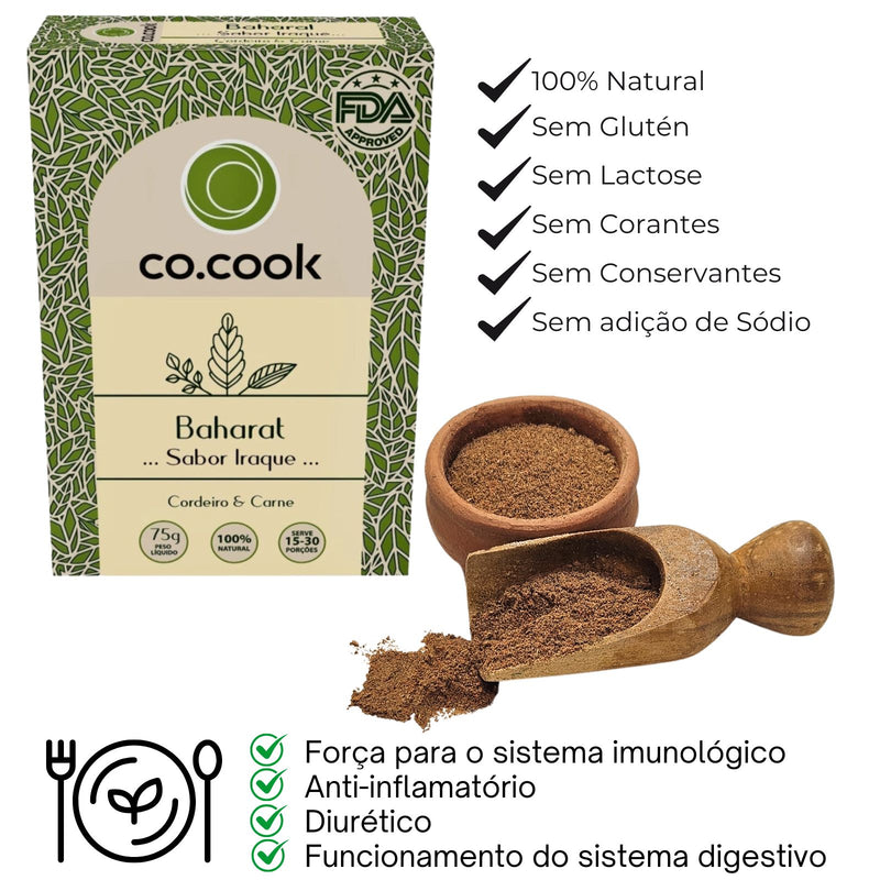 Cx 20 Tempero Funcional 100% Natural CoCook Baharat Sabor Iraque 75g