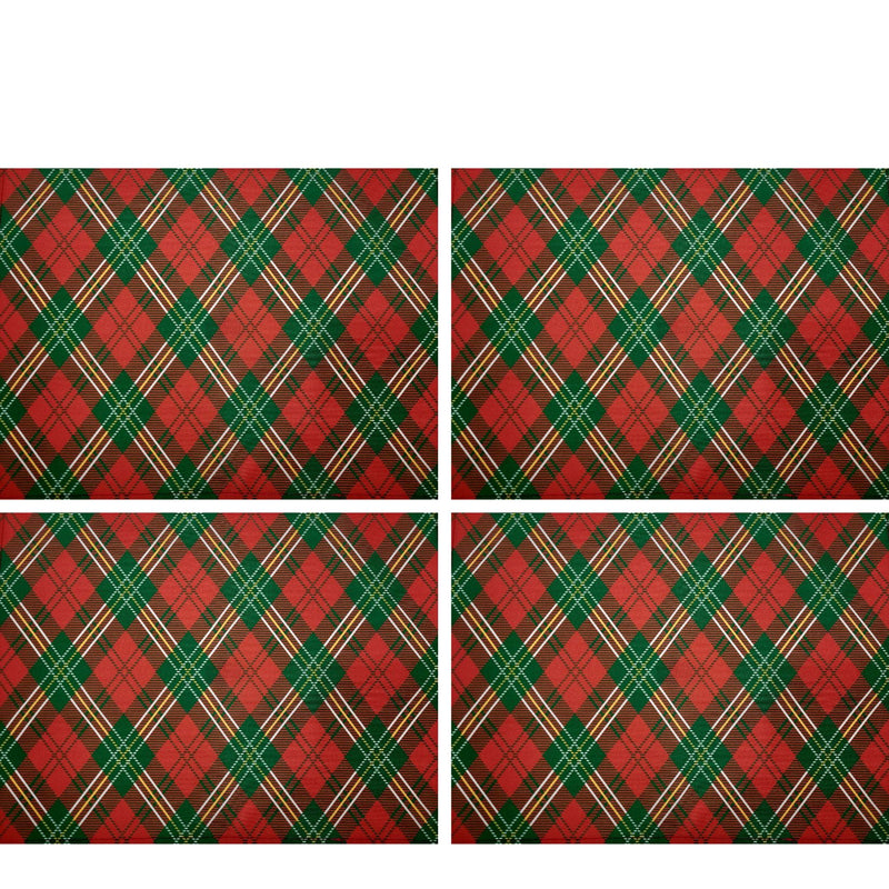 Kit 4 Jogos Americanos Impermeável Xadrez Vermelho Verde Natal 43CMX34CM