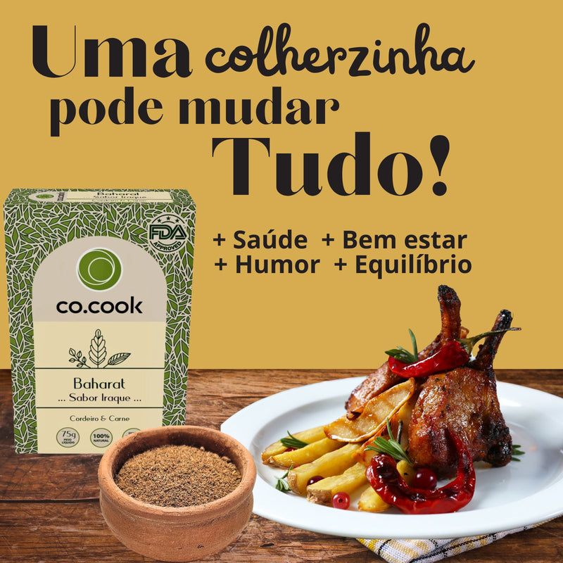 Cx 20 Tempero Funcional 100% Natural CoCook Baharat Sabor Iraque 75g