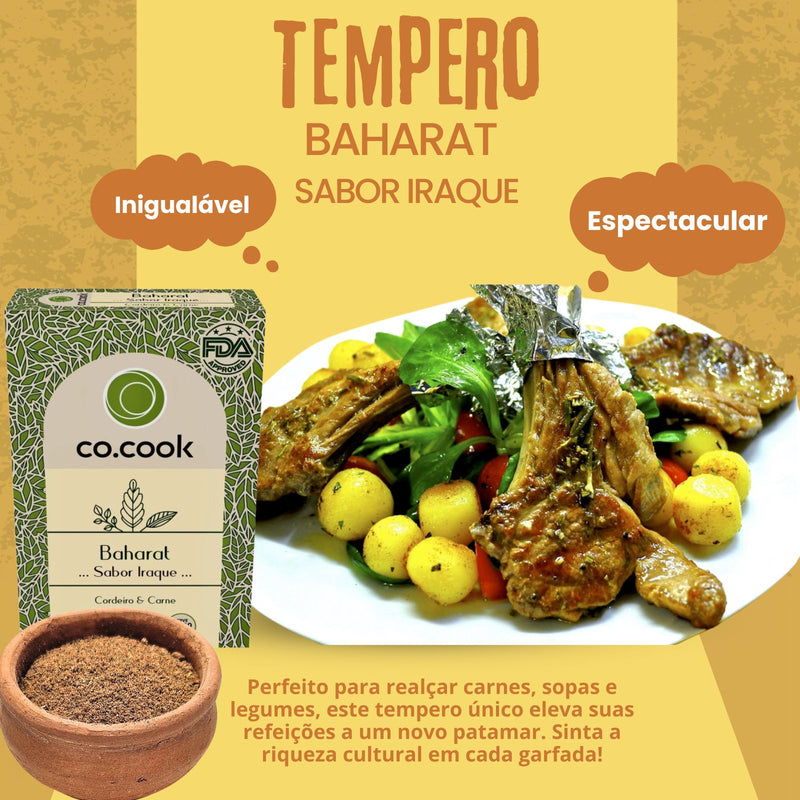 Cx 20 Tempero Funcional 100% Natural CoCook Baharat Sabor Iraque 75g