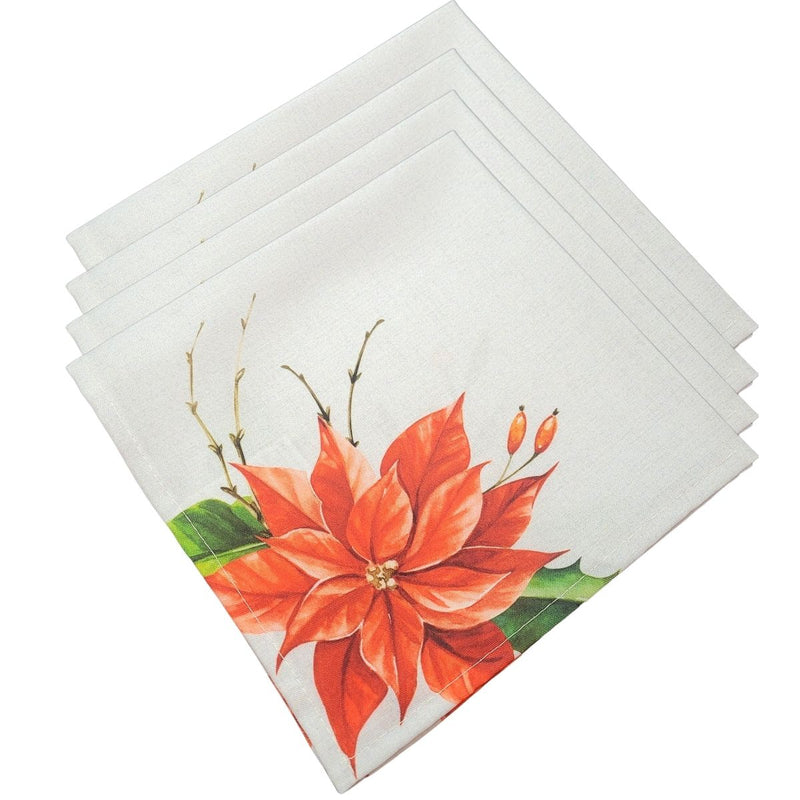 Kit 4 Guardanapos de Tecido Flor Natal 40cmx40cm