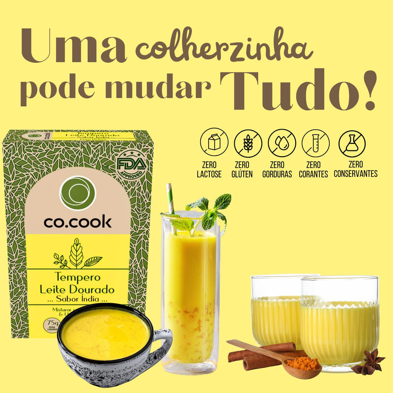 CoCook Caixa 20 Pack  100% Natural  Leite Dourado Sabor Índia 75g