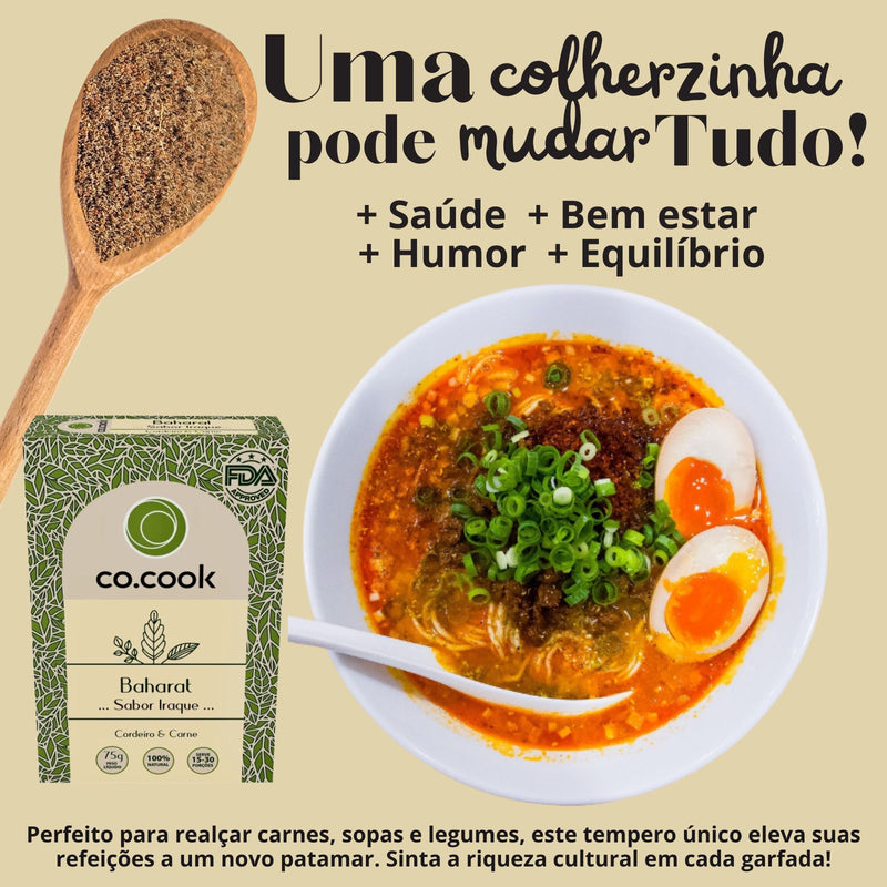 Cx 20 Tempero Funcional 100% Natural CoCook Baharat Sabor Iraque 75g