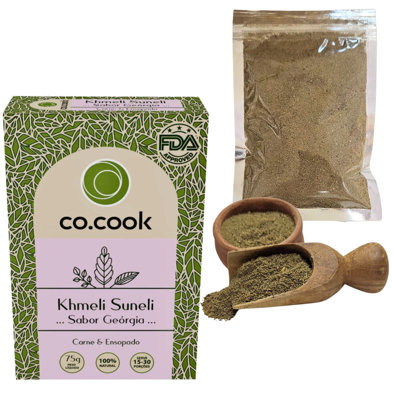 CoCook Caixa 20 Pack Especiaria Natural Tempero Khmeli Suneli Sabor Georgia 75g