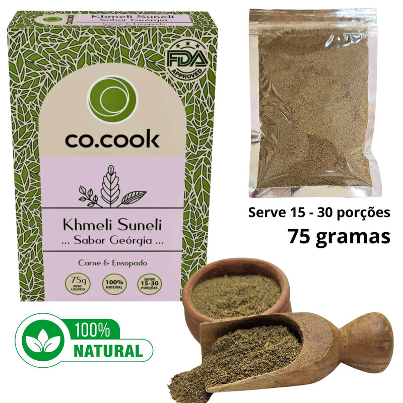 CoCook Caixa 20 Pack Especiaria Natural Tempero Khmeli Suneli Sabor Georgia 75g