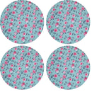 Kit 4 Capas para Sousplat Floral Charlô Verde Água 35cmx35cm
