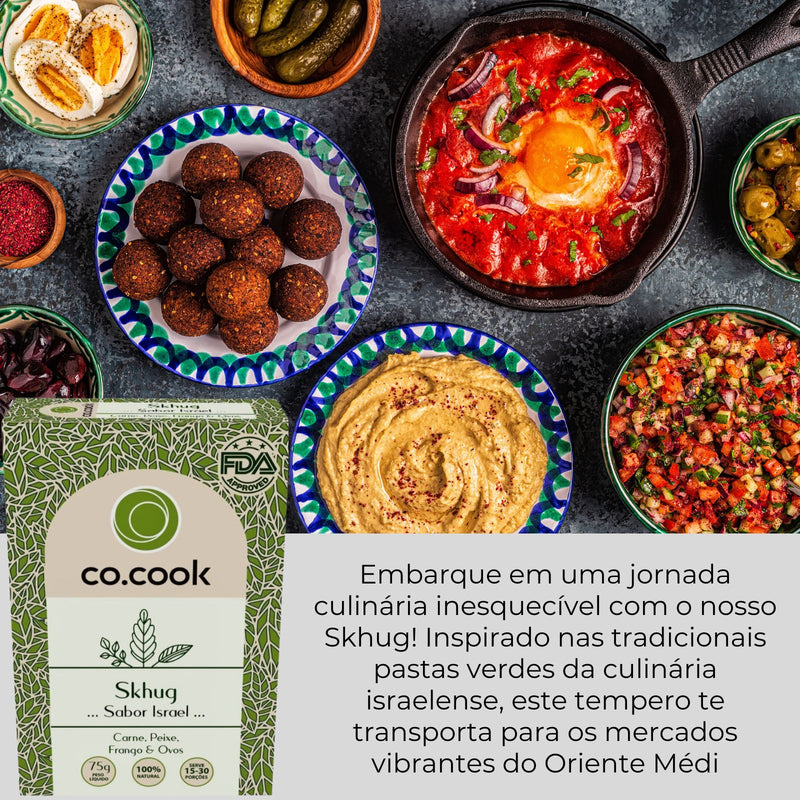 CoCook Caixa 20 Pack Especiaria Natural Tempero Skhug Sabor Israel 75g