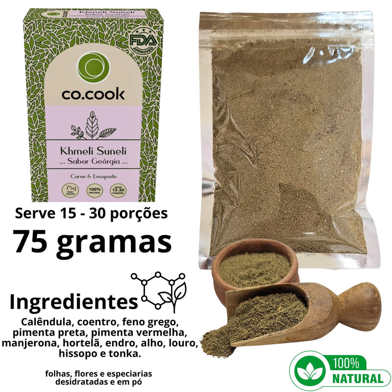 CoCook Caixa 20 Pack Especiaria Natural Tempero Khmeli Suneli Sabor Georgia 75g