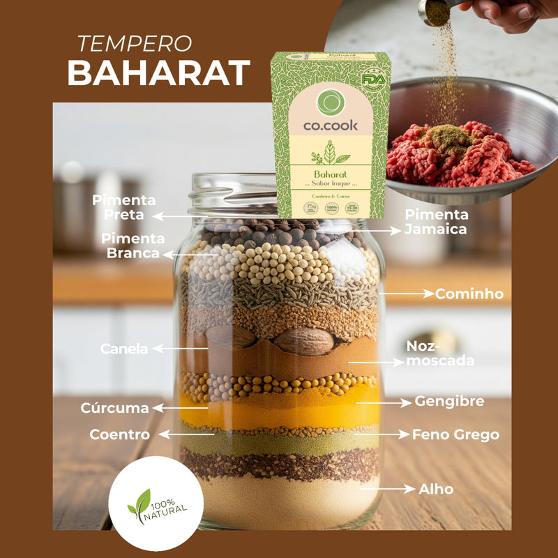 Cx 20 Tempero Funcional 100% Natural CoCook Baharat Sabor Iraque 75g