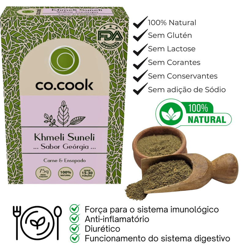 CoCook Caixa 20 Pack Especiaria Natural Tempero Khmeli Suneli Sabor Georgia 75g