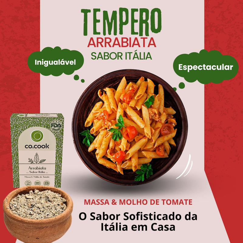 CoCook Caixa 20 Pack Especiaria Natural Tempero Arrabiata Sabor Itália 75g