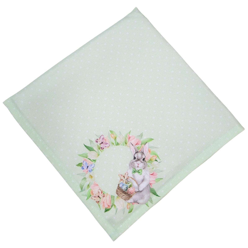 Kit 4 Guardanapos Coelho da Páscoa III da Charlô Verde 40cmx40cm